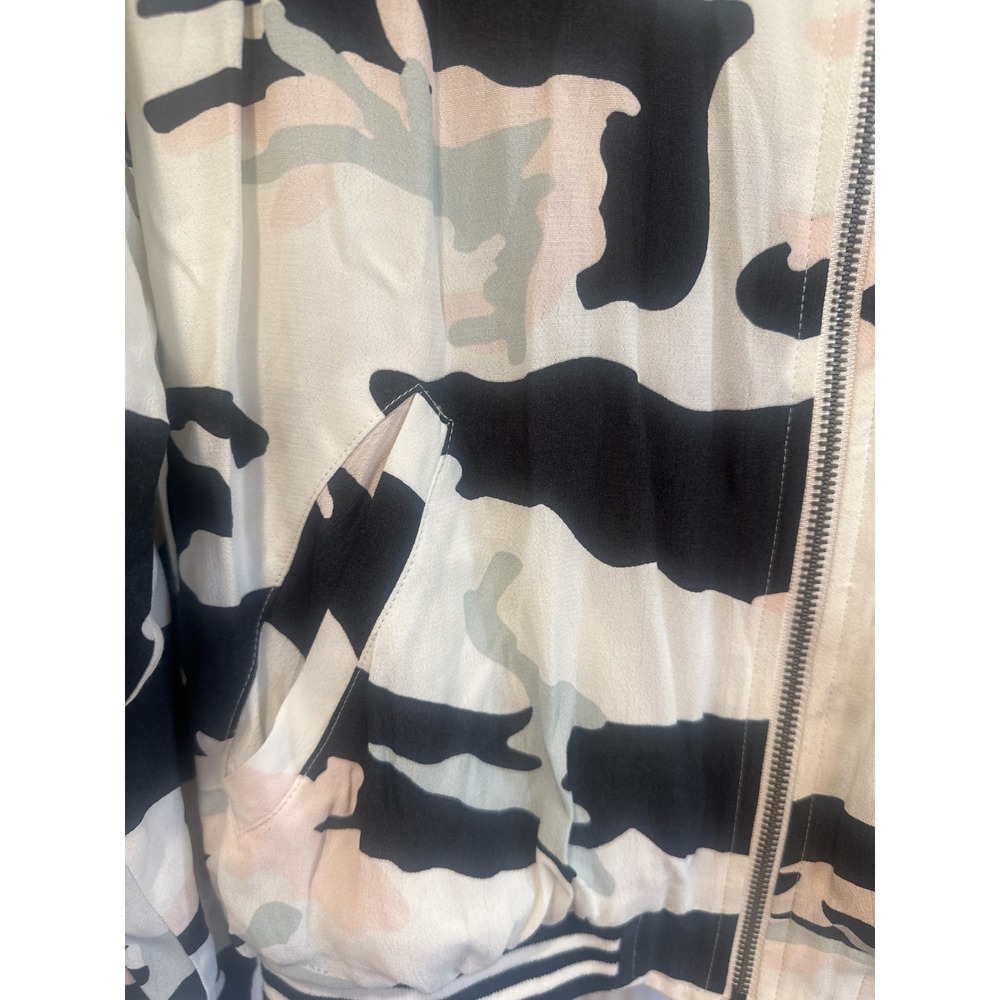 Sanctuary anthro Womens Camo Bomber Jacket Black Pink Grey White Zip S casual - Picture 2 of 9